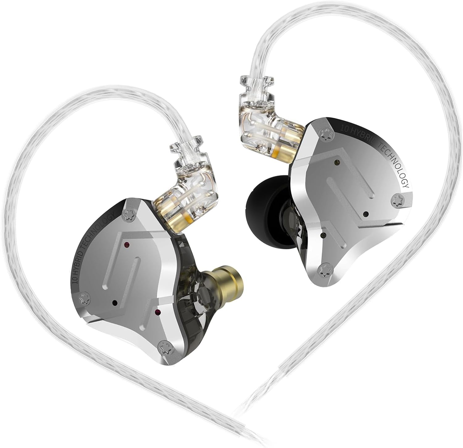 KZ ZS10 Pro in Ear Monitor Earbuds Headphone, Hifi KZ Earphone with 4BA and 1DD Drivers, KZ Upgraded ZS10 Pro with Detachable 0.75Mm 2 Pin 6N OFC Cable (Black No Mic)