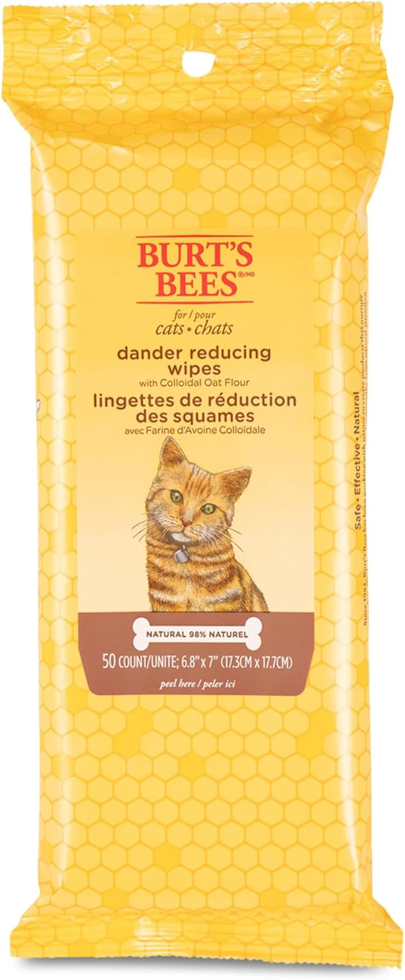 Burt'S Bees for Cats Dander Reducing Wipes - Kitten and Cat Wipes for Grooming - Burts Bees Cat Dander Wipes, Cat Grooming Wipes, Pet Wipes Cats, Cat Cleaning Wipes, Natural Cat Wipes, Cat Fur Wipes