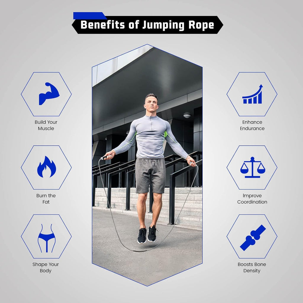 Weighted Jump Rope for Men Women - 1LB Heavy Jump Rope for Adult Fitness Workouts, Non-Slip Aluminum Handles, Ball Bearings Premium Skipping Rope Jump Rope for Exercise Boxing Crossfit Cardio Endurance and Strength Training MMA & Gym, Adjustable Length 9MM Solid Pvc/Cotton Jump Rope