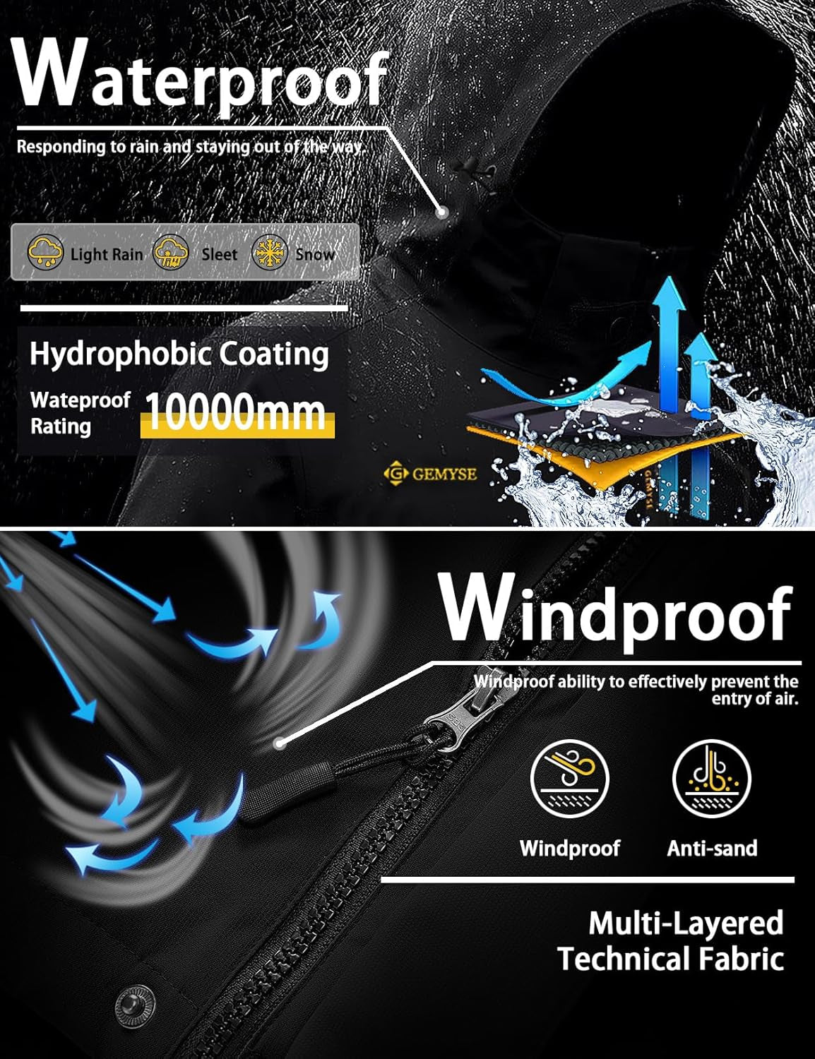 Women'S Mountain Waterproof Ski Snow Jacket Winter Windproof Rain Jacket